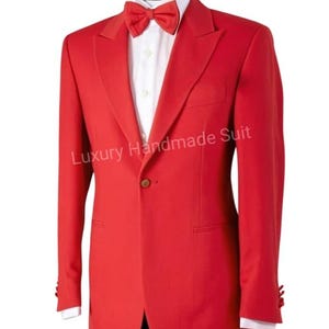 Blazer y pantalón de dos piezas rojo de aspecto clásico para modelos, hombres, empresarios, niños, para fiesta, boda, ropa formal, ropa de reunión para espectáculo, chaqueta