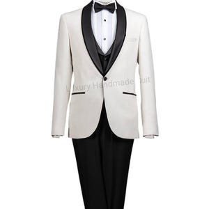 Chaqueta/blazer y pantalón de dos piezas color marfil hechos a mano. Blazer adornado de lujo para hombre para boda, cóctel, graduación, fiesta, atuendo, regalos para él.