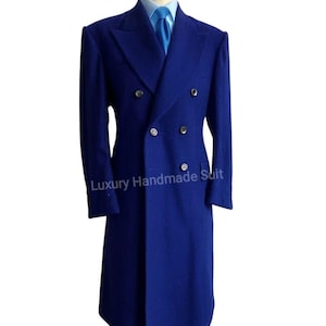 Chaqueta larga azul de una pieza hecha a mano / pantalón blazer para hombre. Blazer adornado de lujo para boda / atuendo de fiesta de graduación. Regalos para él.