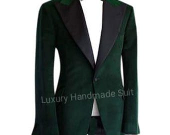 Blazer formal verde para hombre: traje de fiesta de pasarela de diseñador