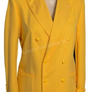 Blazer cruzado de una pieza amarillo de lujo para modelos, hombres, empresarios, niños, para fiesta, boda, ropa formal, ropa de reunión