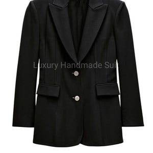 Chaqueta/blazer negro de una pieza hecho a mano para hombre, trajes de boda, atuendo de cóctel, blazer formal, atuendo de negocios, trajes de fiesta de graduación