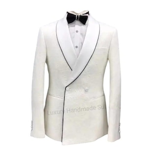 handmade one piece off white blazer for men Wedding Outfits Cocktail Attire Formal Blazer Business Attire Prom Party Outfits Gifts For Him