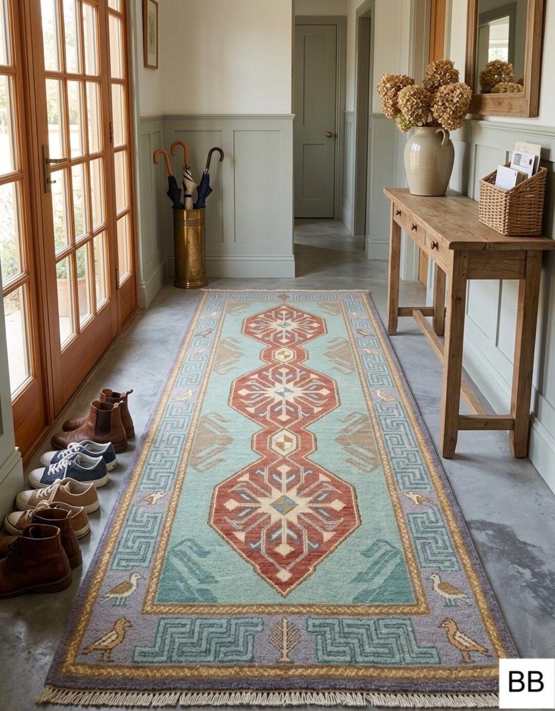 Wool Entry Rug Hand Knotted Wool Runner Rug - Vintage Oriental Hallway Carpet for ...