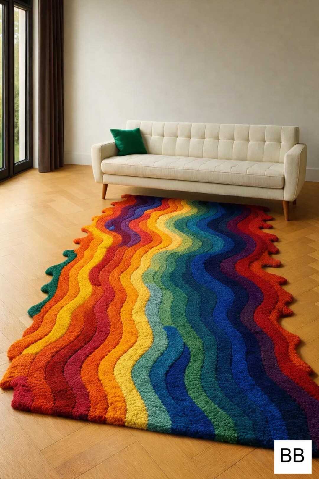 Funky Weave Rug Hand Tufted Wool Rug – Wavy Rainbow Abstract Rug, Funky Decor - Etsy