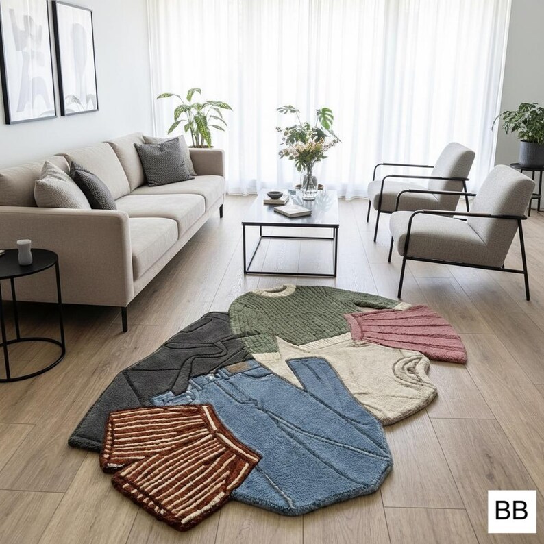 Folded Up Rug Hand-tufted Wool Rug – Folded Clothes Design, Playroom Decor - Etsy