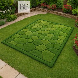 Hand-Tufted Wool Moss Rug: 3D Forest Greenery, Nature-Inspired