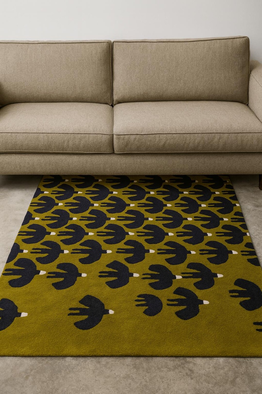 Wool Abstract Animal Pattern Rug Hand-tufted Wool Rug – Abstract Bird Pattern, Olive Green - Etsy