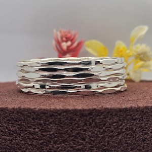 Set of 6 Solid Silver Bangle, Handmade Bangles, 925 Sterling Silver Bracelet, Women&#39;s Bangle, Men Bracelet, Wedding Jewelry, Casual Bangle