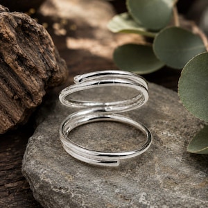 925 Sterling Silver Triple Band Toe Ring, Adjustable Spiral Ring, Handmade Criss Cross Jewelry, Minimalist Boho Silver Ring