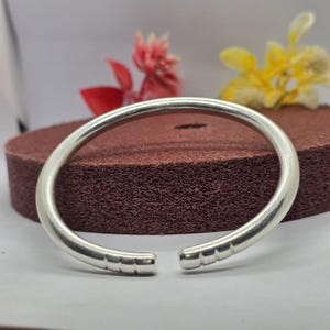 Adjustable Handmade Men&#39;s Cuff, 925 Sterling Silver Bangle For Women, Plain Shinny Bracelet, Christmas Gift, Heavy Silver Jewelry