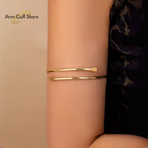 Minimalist Gold Arm Cuff Bracelet for Women – Adjustable Open Upper Arm Band Jewelry, 8cm Statement Bangle, Woman Arm Cuff, Gift For Her