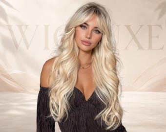 Peruka ombre blond 24 cale dla kobiet, długa, falowana, odporna na ciepło