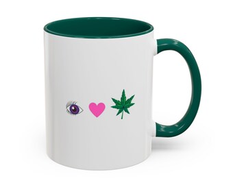 Eye Heart Weed Mug, 420 Gift, Cannabis Lover Coffee Mug