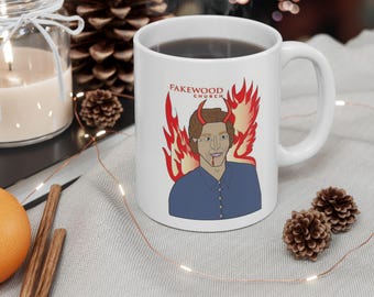 Fakewood Church Coffee Mug: Joel Osteen Parody, Dark Humor Gag Gift