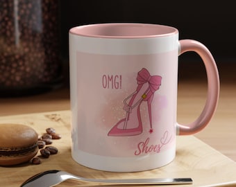 OMG Shoes Coffee Mug: Chic Pink High Heel Design
