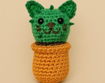 Amigurumi haakpatroon PDF - Haak een cactuskat in een bloempot - DIY-instructies voor een schattige kat, geschikt voor beginners, + gratis instructies
