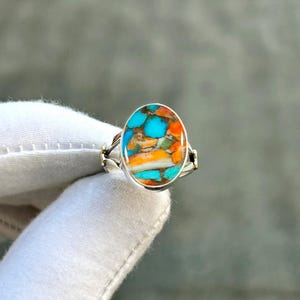 Oyster Turquoise Heart Ring: 925 Sterling Silver Band