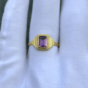 Amethyst Sterling Silber Ring: 18k vergoldete zierliche Statement Ring