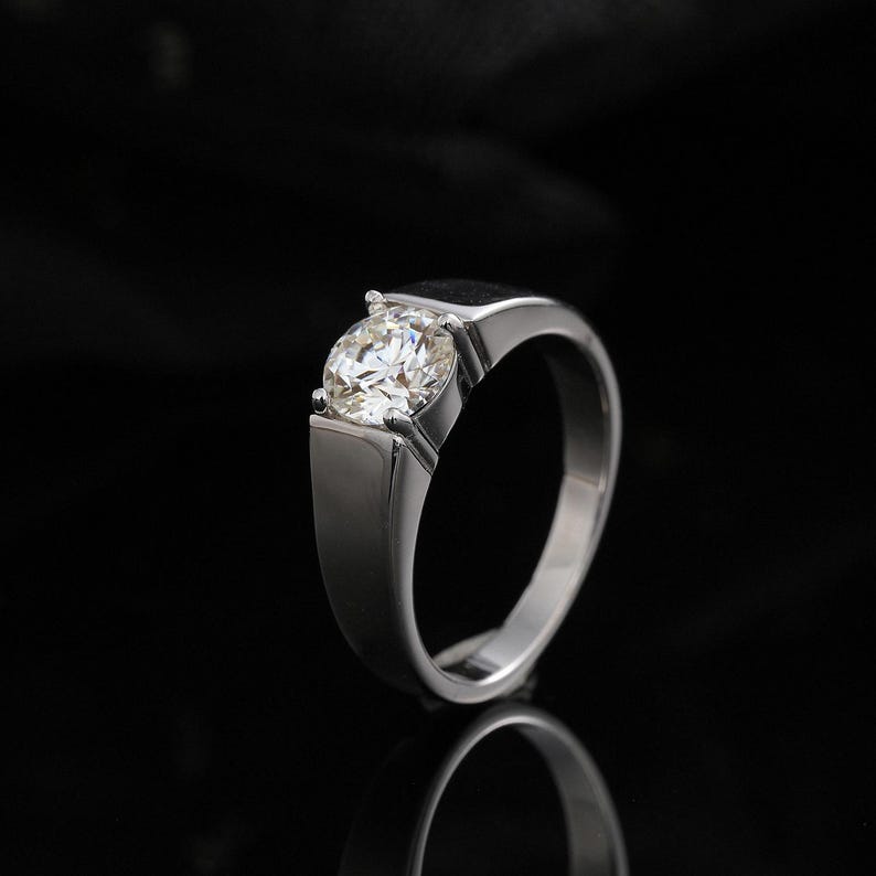 Anello da uomo minimalista con moissanite, classico anello in argento a ...