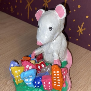 handmade hand painted clay rat mouse overlord city apocalypse spooky funny oddity weird animal house