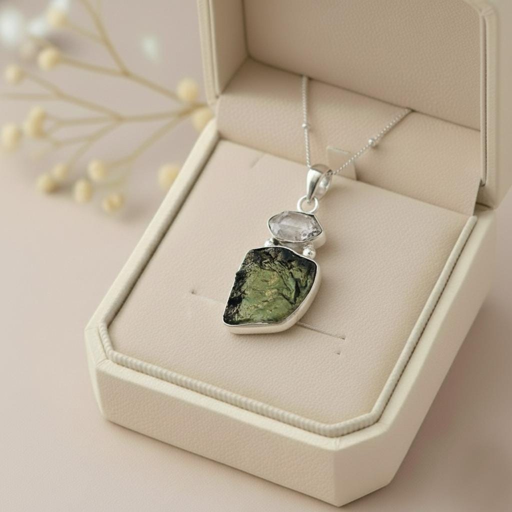 Pendentif Diamant Brut Noir Naturel 1,01 Ct - Argent 925, Style Rustique Et Unique