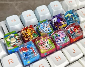 Tasti per tastiera Pokemon fatti a mano, Espeon, Jolteon, Gengar bianco cromatico, Flareon, Sylveon, Leafeon, Glaceon, Eevee