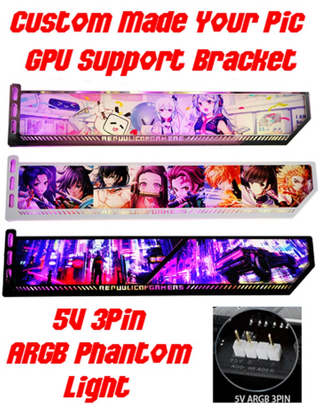 Side Mount Graphics Card Custom Picture Horizontal GPU Bracket ARGB GPU Side Panel Graphics Card ...