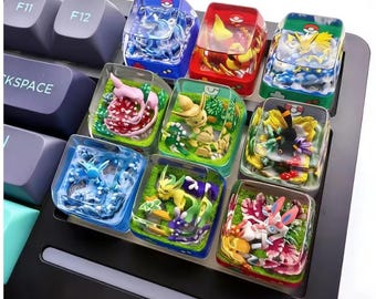 Handmade Pokemon artisan keycaps,Bulbasaur keycaps,Squirtle keycaps,Pikachu keycaps,Gengar keycaps,Charmander keycaps,Snorlax,Eevee keycaps