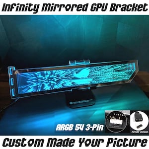 Custom Picture Rgb Infinity Mirrored GPU Bracket, ARGB Infinity Mirrored GPU Side Panel, Horizontal Graphics Card Holder Decoration