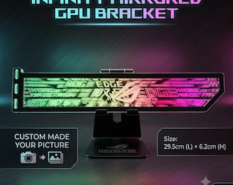 Custom Picture Infinity Mirror GPU Bracket, ARGB Graphics Card Holder (5V3Pin)