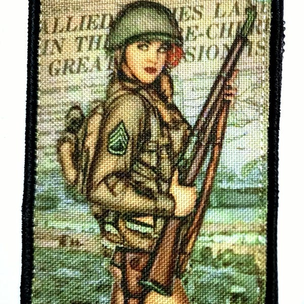 MORALE Patch 5x8 cm "Pin up Lady M1 Garand" Embroidery Printing Design Fun Military Velcr0
