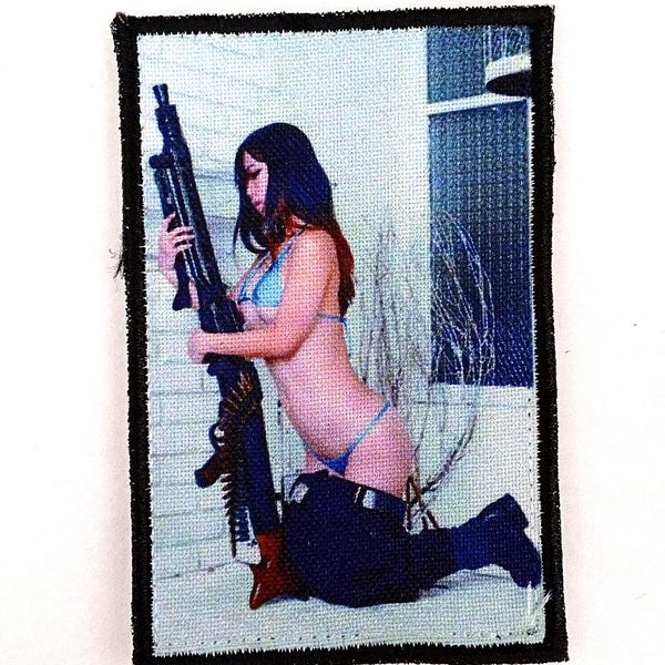MORALE Patch 5x8 cm "MG-42 Sexy Girl" Embroidery Printing Design Fun Military Velcr0