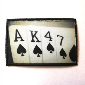 Patch MORALE 5x8 cm "Cartes AK-47" Broderie Impression Design Fun Militaire Velcr0