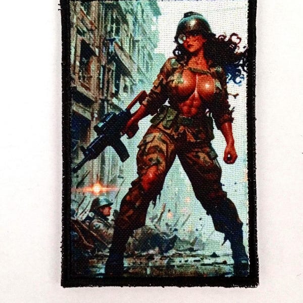 MORALE Patch 5x8 cm "Future War Sexy Girl" Embroidery Printing Design Fun Military Velcr0