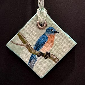 Handbemalter Ornament - Blauer Vogel #2