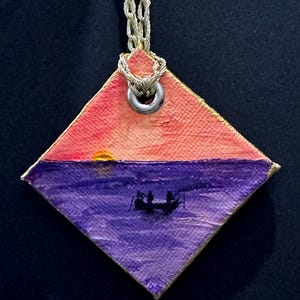 Handpainted Ornament - Sunset Fishing on a boat