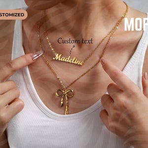 Collar Personalizado con Nombre y Lazo Oro