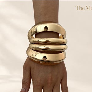 Gold-Tone Wide Bangle Bracelet Set, Four-Piece Stackable Jewelry