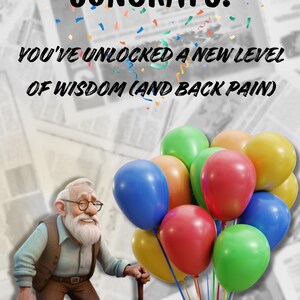 Cartão de aniversário engraçado - Download instantâneo - Piada engraçada sobre envelhecimento