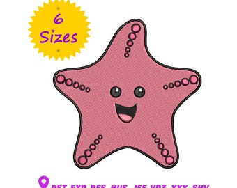 Diseño de bordado a máquina de estrella de mar: archivo de animal marino (6 tamaños, patrón digital)