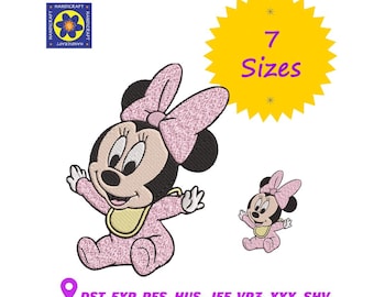 Diseño de bordado de Minnie Mouse bebé: 7 tamaños (descarga digital)
