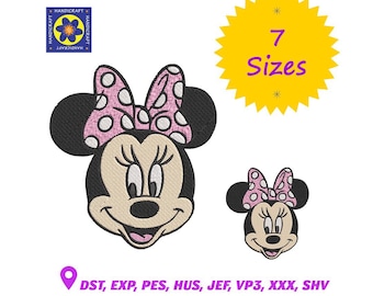 Cute Minnie Mouse Embroidery Design: 7 Sizes