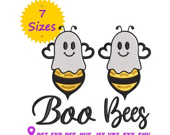Diseño de bordado de abejas fantasma: Divertidas abejas fantasmas de Halloween (Descarga instantánea)