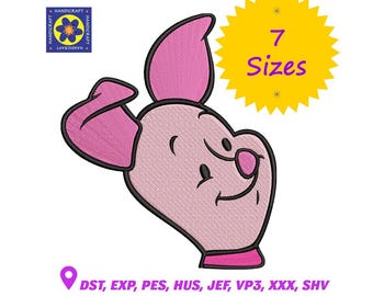 Diseño de bordado de cerdito: Winnie the Pooh (7 tamaños) (Descarga digital)