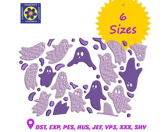 Halloween Ghost Embroidery Design - Spooky Pattern (6 Sizes) (Instant Download)