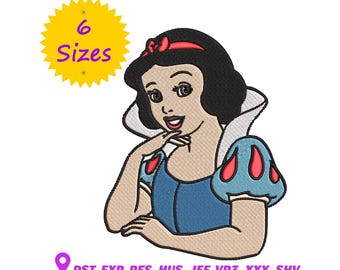 Diseño de bordado de Blancanieves: archivo de bordado a máquina de princesas Disney, 6 tamaños (patrón digital)
