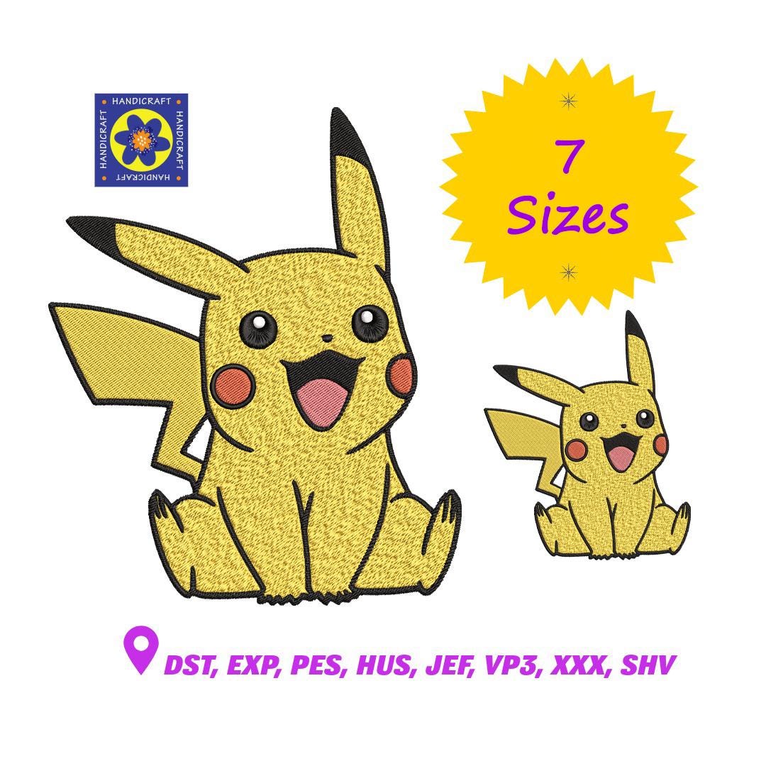 Pikachu embroidery - Etsy 日本