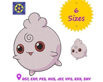 Diseño de bordado de Jigglypuff, lindo patrón de Pokémon (descarga instantánea)