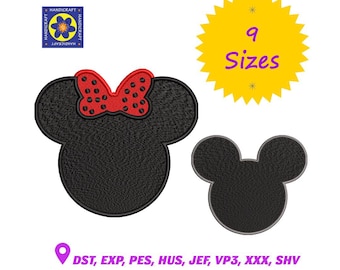 Minnie Mouse Embroidery Design Set - Mickey Outline - 9 Sizes - Instant Download
